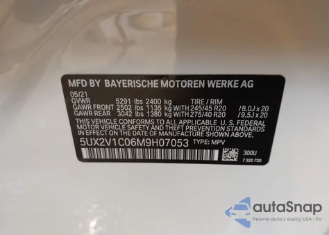 2021 BMW X4 xDrive30I z USA, uszkodzony, nr VIN 5UX2V1C06M9H07053